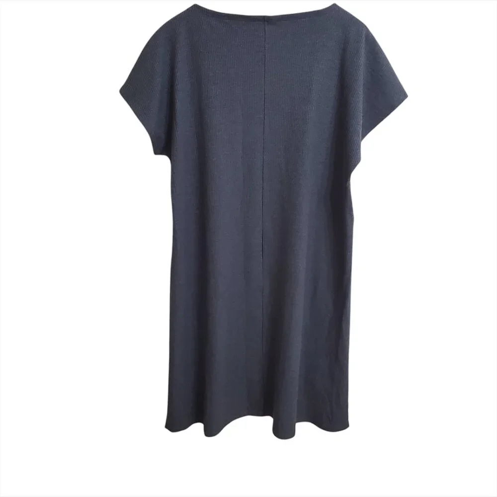Eileen Fisher Women Ribed Knit Tunic Mini Dress M Boat Neck Stretch Shor… - Picture 5 of 11
